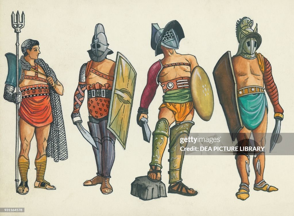 Gladiators: Retiarius, Thraex, Samnite, Secutor