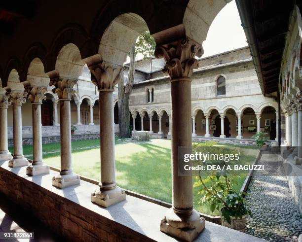 Cloister of the Piona Priory or Abbey, Colico, Lombardy. Italy, 12th century.