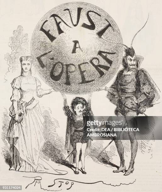 Faust at the Opera, Paris, France, illustration by Stop from the Journal Amusant, No 692, April 3, 1869.