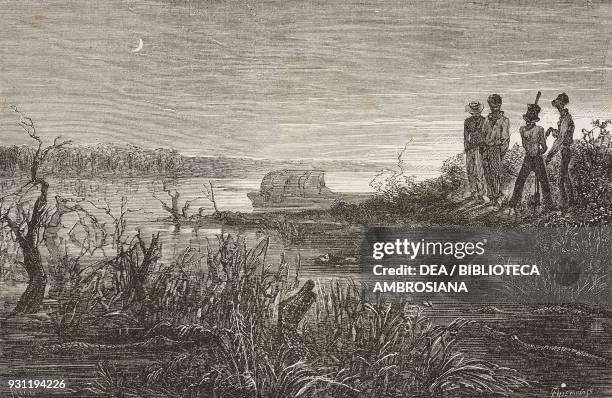 Man drowned in the Amazon, from Journey of the French painter Francois-Auguste Biard in Brazil , illustration from Il Giro del mondo , Journal of...