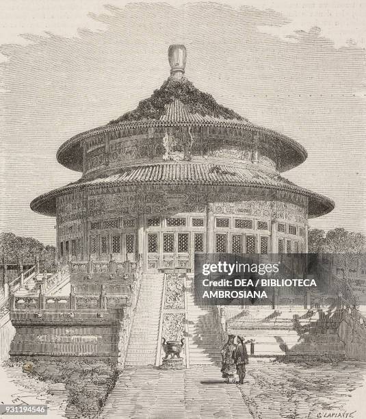 Temple of Heaven, Beijing, China, drawing by Emile Therond, from Journey from Shanghai to Moscow by A Possielgue, from Il Giro del mondo , Journal of...