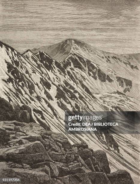 Grays Peak, Rocky Mountains, Colorado, drawing by Thomas Taylor from a photograph, from America's Switzerland by Ferdinand Vandeveer Hayden and...