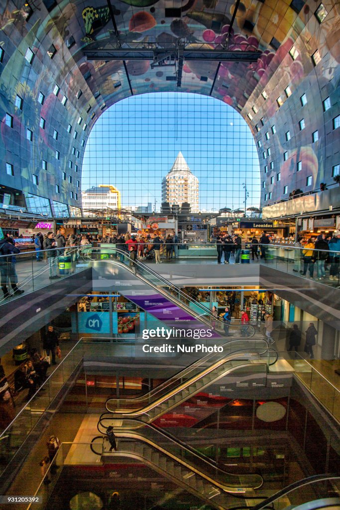 Famous modern market Markthal in Rotterdam