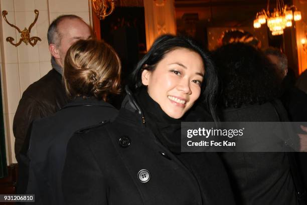Malika Lambert attends Marc Cerrone Exhibition Preview at Deux Magots a on March 12, 2018 in Paris, France.