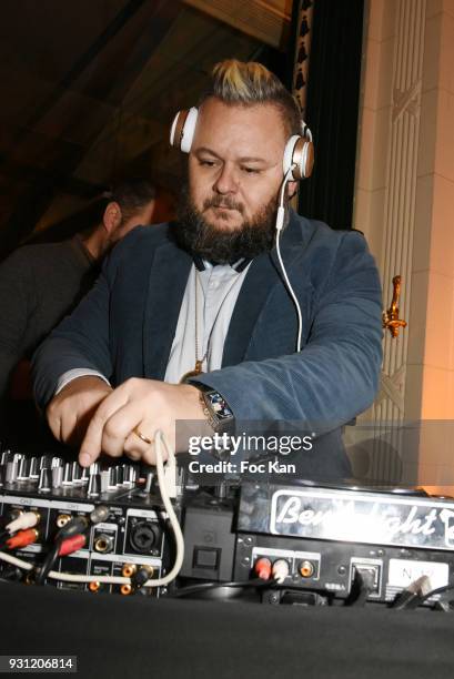 Greg Boust performs during Marc Cerrone Exhibition Preview at Deux Magots a on March 12, 2018 in Paris, France.