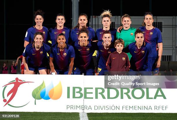 The Barcelona team line up for a photo prior to kick off during the Liga Femenina match between FC Barcelona Women and Atletico de Madrid Women at...