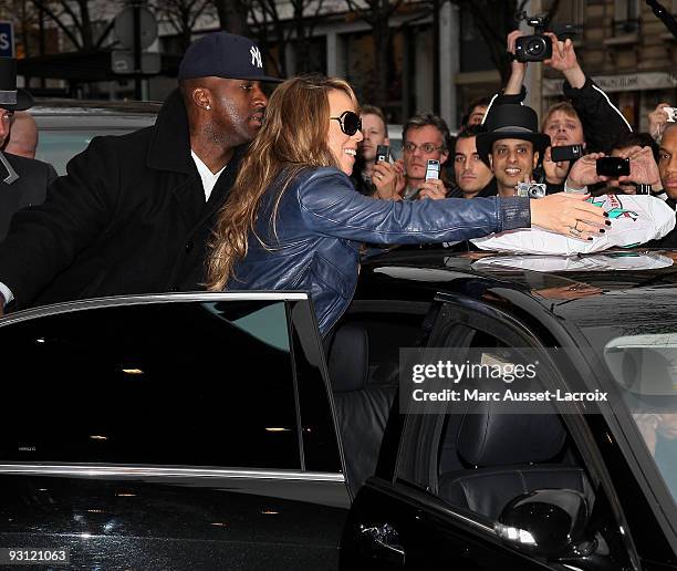 Mariah Carey leaves Hotel George V, while visiting to promote her new album "Memoirs Of An Imperfect Angel", on November 17, 2009 in Paris, France.