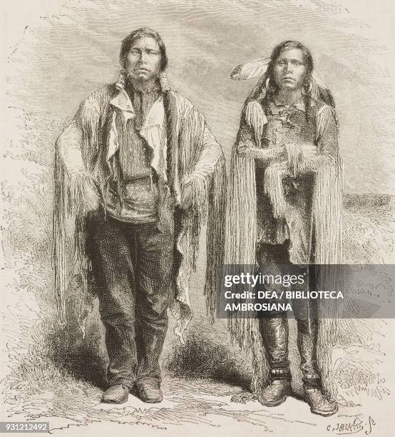 Yule and Quincy, Ute chiefs ), United States of America, drawing by Janet Lange from a photograph, from The American prairies, The Rocky Mountain...