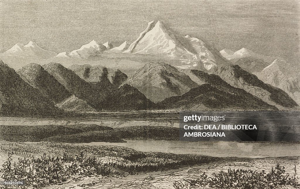 Pikes Peak, Rocky Mountains, Colorado, drawing