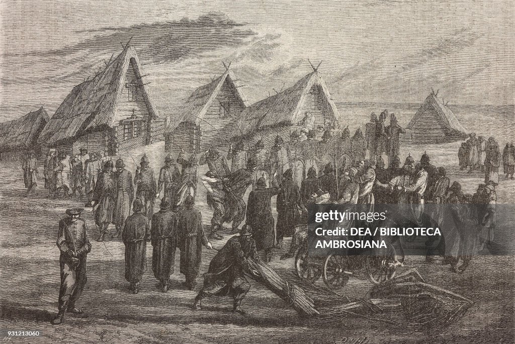 Birching, punishment with birch rods, drawing by D'Henriet from... News ...