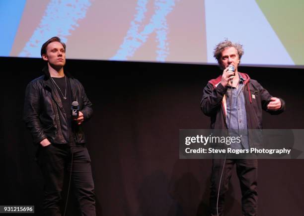 Actor Joe Cole and director Jean-Stephane Sauvaire speak onstage at the premiere of "A Prayer Before Dawn" during SXSW at Stateside Theater on March...
