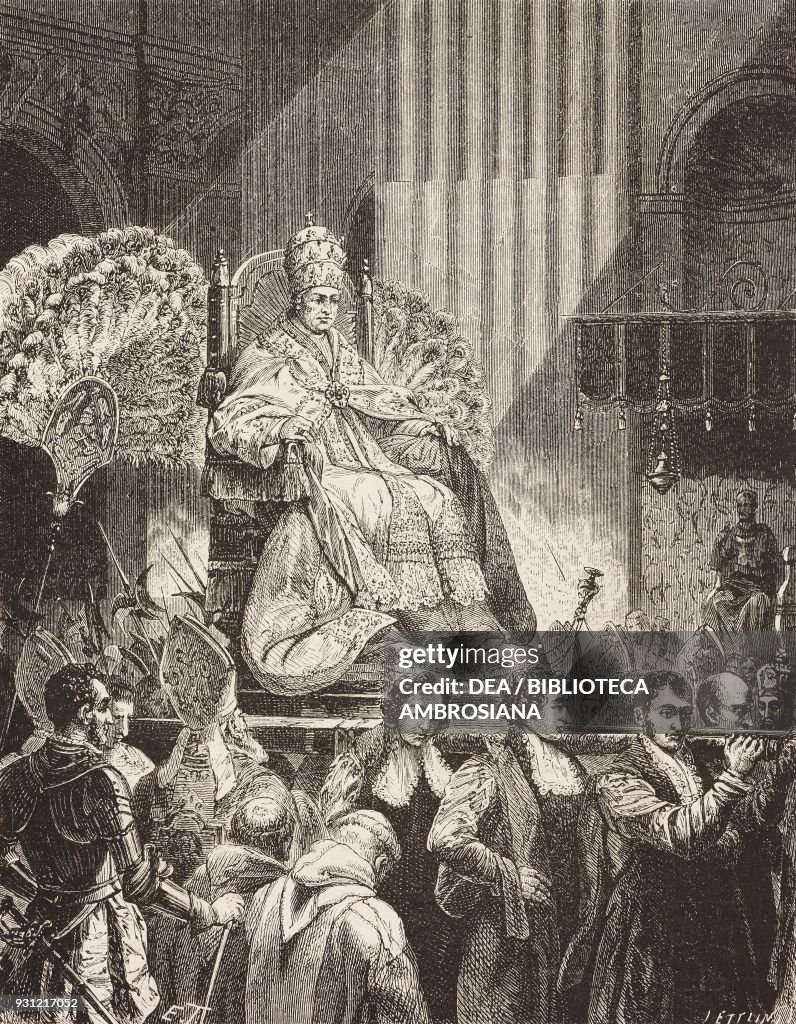 Elevation to the throne of Pius IX, drawing