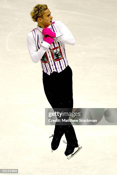 Andrei Lutai of Russia competes in the Free Skate during the Cancer.Net Skate America at Herb Brooks Arena on November 14, 2009 in Lake Placid, New...