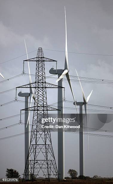 General view of Romney Marsh wind farm on November 17, 2009 in Kent, United Kingdom. As world leaders prepare to gather for the Copenhagen Climate...