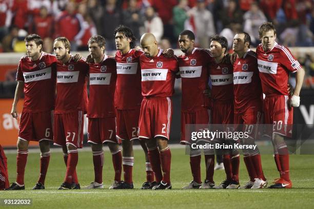 Brandon Prideaux , Justin Mapp, Logan Pause, Wilman Conde, C. J. Brown, Dasan Robinson, John Thorrington, Cuauhtemoc Blanco and Brian McBride of the...