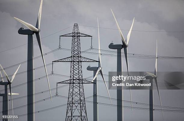 General view of Romney Marsh wind farm on November 17, 2009 in Dungeness, United Kingdom. As world leaders prepare to gather for the Copenhagen...