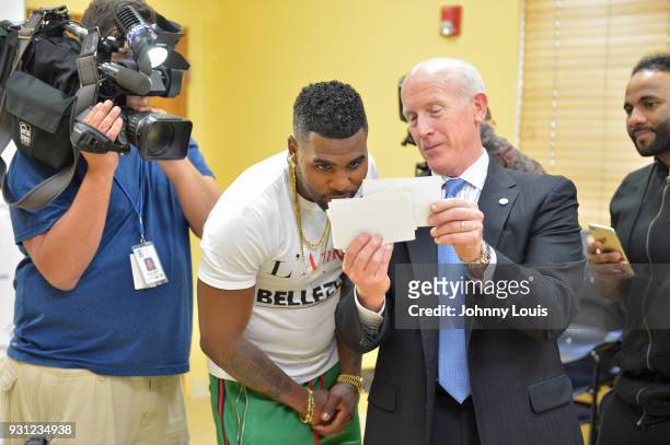 Jason Derulo, Brian Quail President/Chief Executive Officer of Boys & Girls Club of Broward County and Joel Desrouleaux after choreographer Jeremy...
