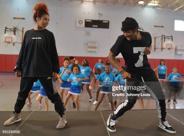 Choreographer Jeremy Strong teaches youth choreography to Jason Derulo's new single "Colors" at Boys & Girls Club of Broward County on March 12, 2018...