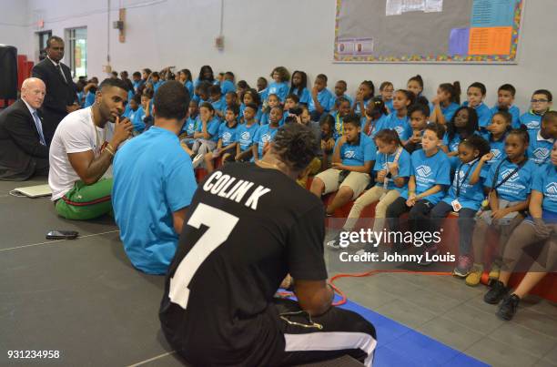 Jason Derulo , President/Chief Executive Officer of Boys & Girls Club of Broward County Brian Quail join choreographer Jeremy Strong to teach youth...