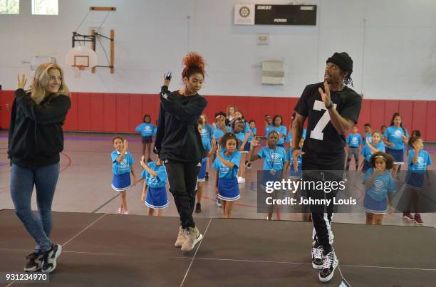 Choreographer Jeremy Strong teaches youth choreography to Jason Derulo's new single "Colors" at Boys & Girls Club of Broward County on March 12, 2018...