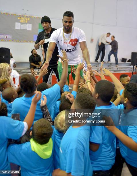 Jason Derulo joins choreographer Jeremy Strong to teach youth choreography to Jason Derulo's new single "Colors" at Boys & Girls Club of Broward...