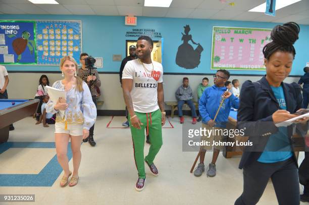 Jason Derulo arrives at Boys & Girls Club to join choreographer Jeremy Strong to teach youth choreography to his new single "Colors" at Boys & Girls...