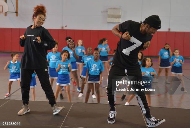 Choreographer Jeremy Strong teaches youth choreography to Jason Derulo's new single "Colors" at Boys & Girls Club of Broward County on March 12, 2018...