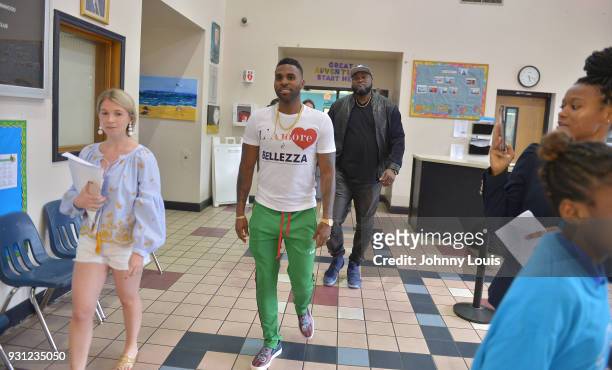Jason Derulo arrives at Boys & Girls Club to join choreographer Jeremy Strong to teach youth choreography to his new single "Colors" at Boys & Girls...