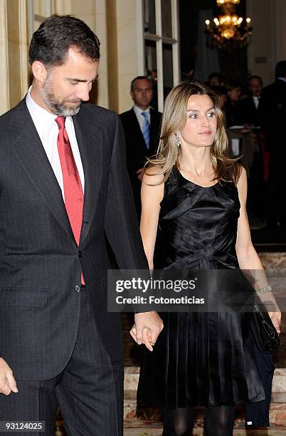 Prince Felipe of Spain and Princess Letizia of Spain arrive at the Francisco Cerecedo Journalism Award ceremony at The Ritz Hotel on November 17,...