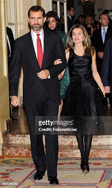 Prince Felipe of Spain and Princess Letizia of Spain arrive at the Francisco Cerecedo Journalism Award ceremony at The Ritz Hotel on November 17,...
