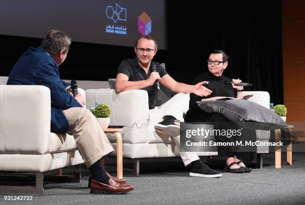 Director Andrey Zvyagintsev speaks on stage during a Masterclass on day five of Qumra, the fourth edition of the industry event by the Doha Film...