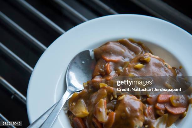 japanese curry rice prepare for meal - yōshoku stock pictures, royalty-free photos & images