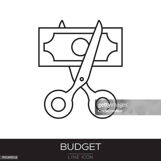 budget cut line icon - cutting stock illustrations