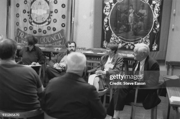 Anthony Wedgwood Benn and Jeremy Corbyn at the Labour Party Conference in Blackpool, UK, 1992.