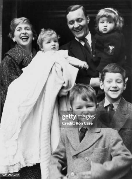 Anthony Wedgwood Benn , the MP for Bristol South East, at the christening of his son Joshua Wedgwood Benn in the House of Commons Crypt, London, with...