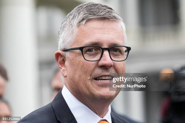 Houston Astros GM Jeff Luhnow, and other members of his team, met with reporters outside of the West Wing Portico of the White House, on Monday,...