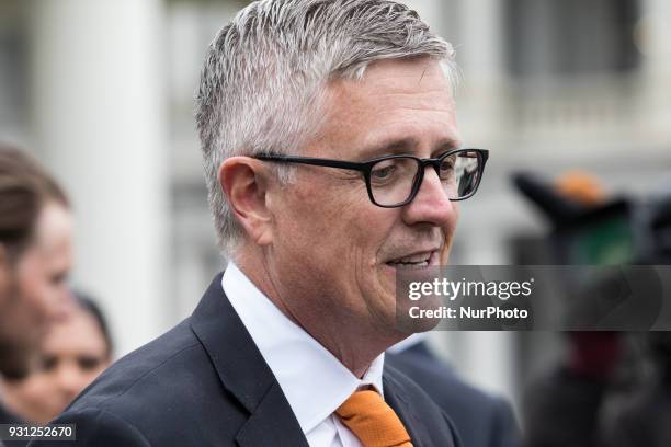 Houston Astros GM Jeff Luhnow, and other members of his team, met with reporters outside of the West Wing Portico of the White House, on Monday,...