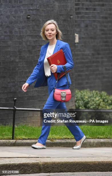 Chief Secretary to the Treasury Liz Truss arrives in Downing Street, London, for a cabinet meeting.