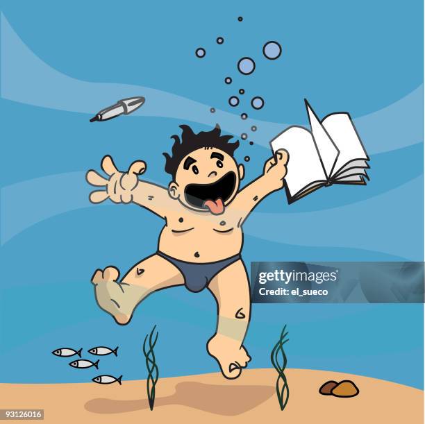 student underwater - drowning drawing stock illustrations