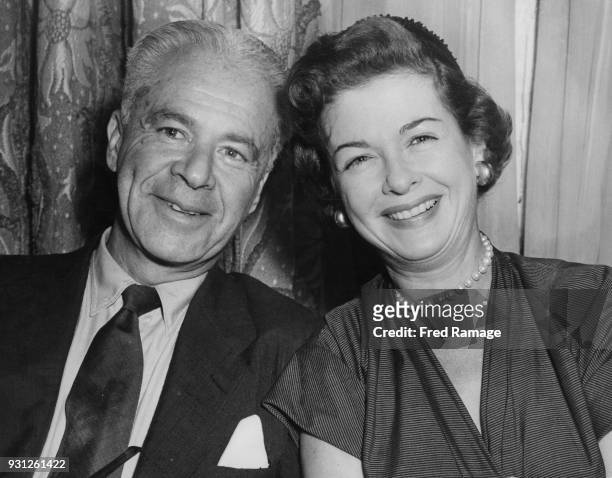 American actress Joan Bennett and her husband, film producer Walter Wanger at a reception at Claridge's Hotel after their arrival in London, 21st...