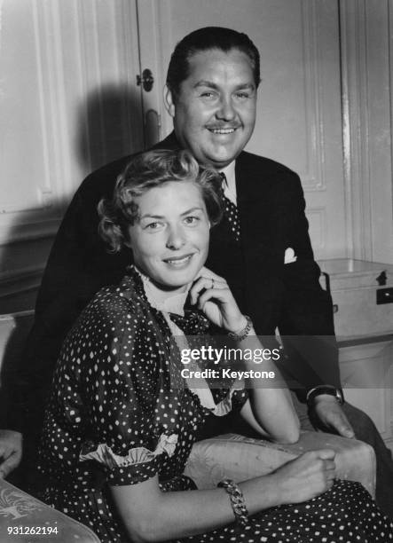 Swedish actress Ingrid Bergman meets her countryman, Swedish tenor Jussi Björling at the Savoy Hotel in London, 30th July 1951. Bergman is staying at...