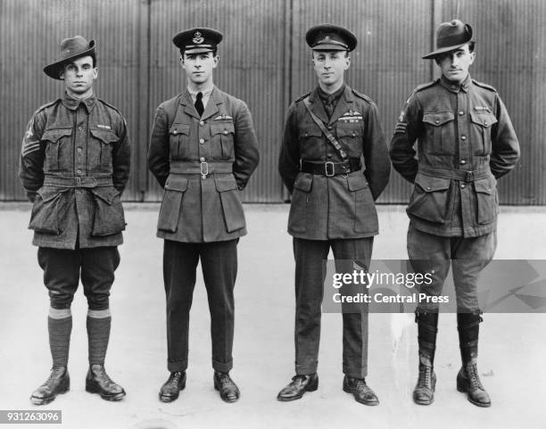 From left to right, Sergeant Walter Henry Shiers , Lieutenant Keith Macpherson Smith, Captain Sir Ross Macpherson Smith and Sergeant Jim Bennett at...