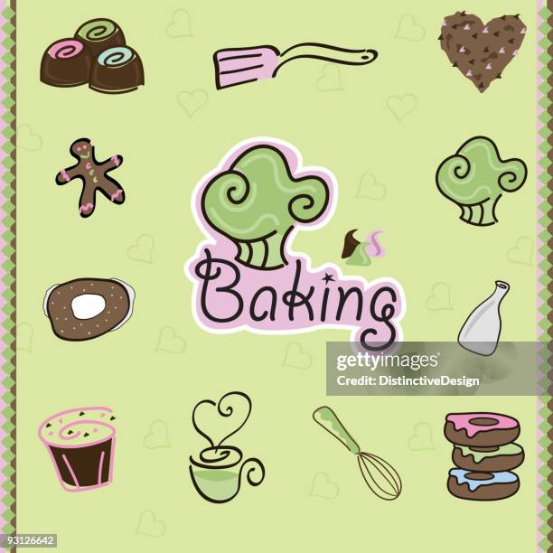 bakery symbols - baking cake stock illustrations