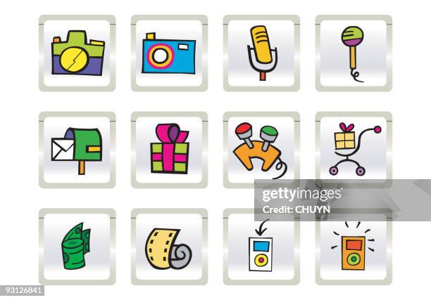 funny web icons 2 - dictation machine stock illustrations