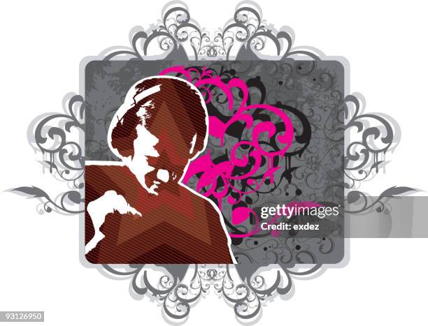 singer n design - kid dancing stock illustrations