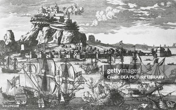 The Rock of Gibraltar, engraving, 18th century.