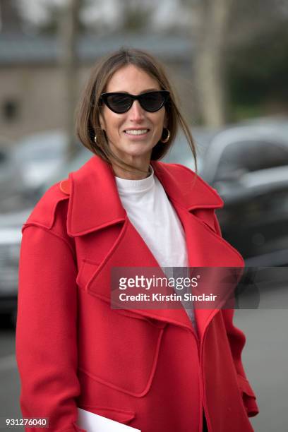 Fashion consultant and blogger Chloé Harrouche of Loulou De Saison wears a Maison Rabih Kayroux coat, Adam Selman for Le Specs sunglasses day 2 of...