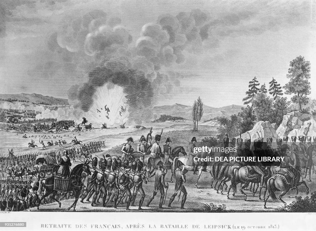 French Retreating The retreating French army following defeat at Leipzig, October 19 ...