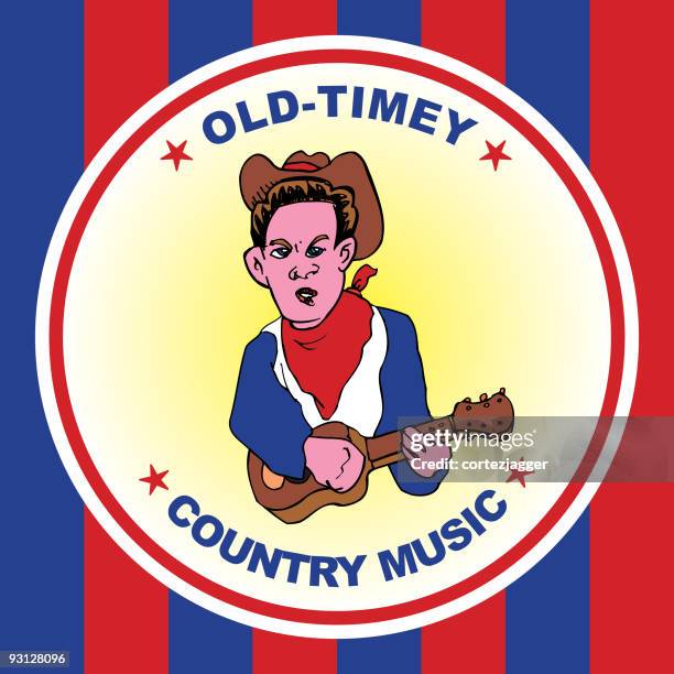 ilustraciones, imágenes clip art, dibujos animados e iconos de stock de old timey de música country (versión 2 - vintage guitar player