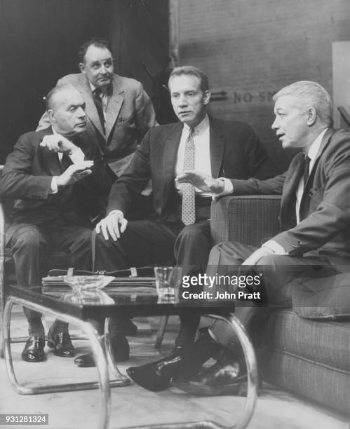 From left to right, actors Charles Boyer , Geoffrey Keen , William Smithers and Austin Willis , who are to star in the Terrence Rattigan play 'Man...